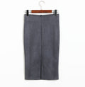 Img 8 - Skirt Solid Colored Splitted High Waist Hip Flattering Slim Look All-Matching Skirt