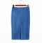 Img 4 - Skirt Solid Colored Splitted High Waist Hip Flattering Slim Look All-Matching Skirt
