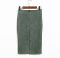 Img 7 - Skirt Solid Colored Splitted High Waist Hip Flattering Slim Look All-Matching Skirt
