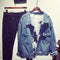 Img 1 - Denim Women Korean Vintage All-Matching Short Long Sleeved Jacket Tops