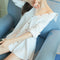 Img 1 - White Shirt Women Mid-Length Korean bfShirt Sexy Pajamas Loose Long Sleeved Cardigan Tops Blouse Dress