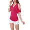 Img 8 - Women Sexy V-Neck Bare Shoulder Mid-Length T-Shirt Tops