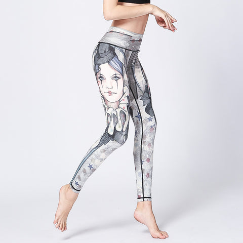 Printed Yoga Ankle-Length Pants Outdoor Sporty Jogging Quick Dry Fitness Fitting Stretchable Women Activewear