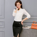 Img 3 - Korean Slim Look Women Long Sleeved Shirt Trendy Casual Chiffon Blouse