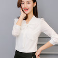 Img 1 - Korean Slim Look Women Long Sleeved Shirt Trendy Casual Chiffon Blouse
