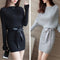 Img 2 - Mid-Length Dress Sexy Hip Flattering Knitted Women Loose Sweater Dress