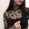 Img 9 - Sexy See Through Lace Translucent Long Sleeved Mesh Undershirt T-Shirt Tops Women