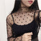 Sexy See Through Lace Translucent Long Sleeved Mesh Matching T-Shirt Tops Women T-Shirt