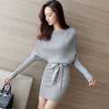 Img 1 - Mid-Length Dress Sexy Hip Flattering Knitted Women Loose Sweater Dress
