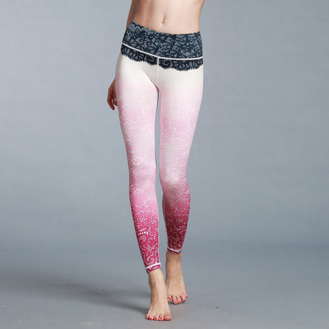 Printed Yoga Ankle-Length Pants Outdoor Sporty Jogging Quick Dry Fitness Fitting Stretchable Women Activewear