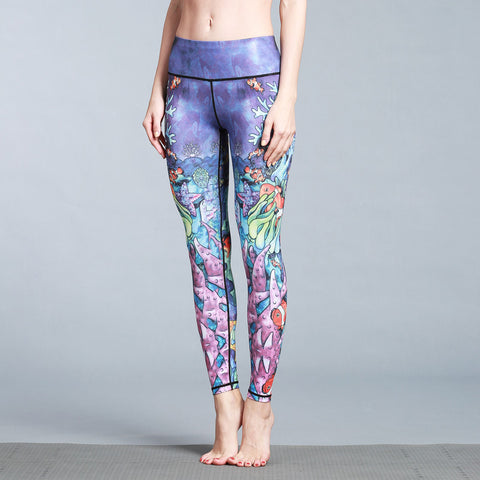 Printed Yoga Ankle-Length Pants Outdoor Sporty Jogging Quick Dry Fitness Fitting Stretchable Women Activewear