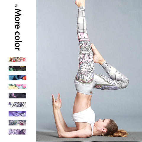 Img 1 - Printed Yoga Ankle-Length Pants Outdoor Sporty Jogging Quick Dry Fitness Fitting Stretchable Women