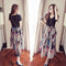 Img 2 - Floral Chiffon Printed V-Neck High Waist Mid-Length Skirt Slim-Look False Two-Piece Women Summer Skirt