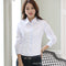 Img 9 - White Blouse Korean Elegant Feminine Slim Look Student Formal Long Sleeved Shirt Blouse