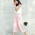 Img 3 - Korean Slim-Look Pleated Wide Leg Pants Student Cropped Loose Casual Summer Culottes