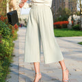 Img 2 - Korean Slim-Look Pleated Wide Leg Pants Student Cropped Loose Casual Summer Culottes