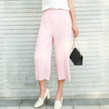 Img 4 - Korean Slim-Look Pleated Wide Leg Pants Student Cropped Loose Casual Summer Culottes