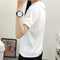 Img 2 - Summer White Chiffon Short Sleeve Blouse College Korean Round-Neck Slim Look Solid Colored Shirt Women Blouse