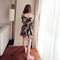 Img 2 - Plus Size  Summer Korean V-Neck Printed High Waist Slim Look Mid-Length Chiffon Dress Women Dress