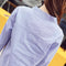 Img 3 - Blue White Striped Blouse Long Sleeved Loose Korean All-Matching Student V-Neck Shirt Blouse