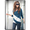 Img 5 - Student Round-Neck Spliced White Minimalist Loose Women Long Sleeved T-Shirt