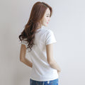 Img 4 - Korean Short Sleeve T-Shirt Women Summer Slim Look Cotton Solid Colored Round-Neck Tops Korea T-Shirt
