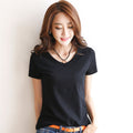 Img 6 - Korean Short Sleeve T-Shirt Women Summer Slim Look Cotton Solid Colored Round-Neck Tops Korea T-Shirt