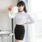 White Blouse Long Sleeved Formal Shirt Slim Look Lapel Cargo Uniform Women Blouse