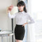 Img 1 - White Blouse Long Sleeved Formal Shirt Slim Look Lapel Cargo Uniform Women Blouse