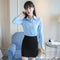 Img 2 - White Blouse Long Sleeved Formal Shirt Slim Look Lapel Cargo Uniform Women Blouse