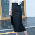 Img 2 - Splitted Hip Flattering Plus Size Summer  Slim Look High Waist Mid-Length Skirt
