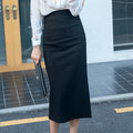 Img 1 - Splitted Hip Flattering Plus Size Summer  Slim Look High Waist Mid-Length Skirt