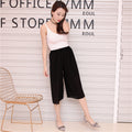 Img 5 - Summer Women Three Quarter Chiffon Wide Leg Pants Korean Double Layer Casual Loose Plus Size Thin Pleated Culottes