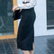 Img 3 - Splitted Hip Flattering Plus Size Summer  Slim Look High Waist Mid-Length Skirt
