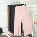 Img 1 - Pleated Loose Slim-Look Wide Leg Women Ankle-Length Thin Breathable Casual Pants
