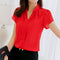 Img 2 - Women Korean Shirt Trendy Slim Look Plus Size Short Sleeve Casual Chiffon Blouse