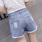 Img 5 - Ripped Denim Shorts Women Summer Korean All-Matching Slim Look High Waist Loose Student Burr Wide Leg Hot Pants