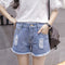 Img 8 - Ripped Denim Shorts Women Summer Korean All-Matching Slim Look High Waist Loose Student Burr Wide Leg Hot Pants