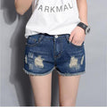 Img 2 - Summer Korean Loose Ripped Denim Shorts Women Plus Size Wide Leg Pants
