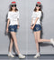 IMG 110 of Summer Korean Loose Ripped Denim Shorts Women Plus Size Wide Leg Pants Shorts