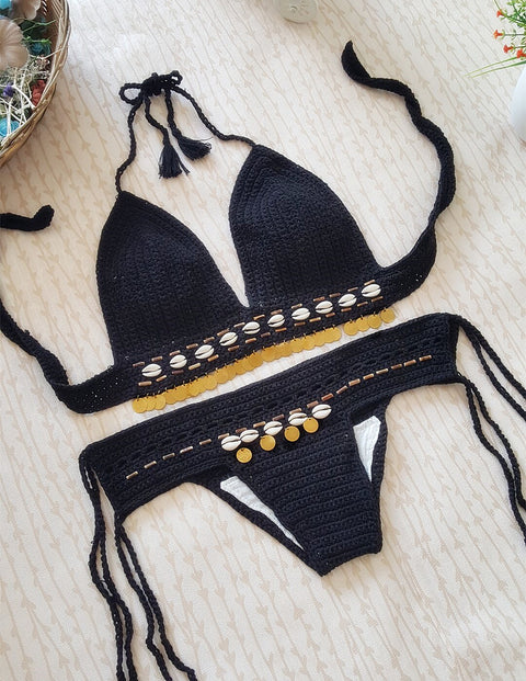 IMG 128 of Europe Vintage Swimsuit Bikini Seashell Summer Beach Women Two Piece Sets Swimwear