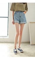 Img 9 - High Waist Denim Shorts Women Summer Loose Slim Look Wide Leg Pants Folded All-Matching Hot Korean