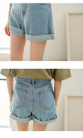 Img 8 - High Waist Denim Shorts Women Summer Loose Slim Look Wide Leg Pants Folded All-Matching Hot Korean