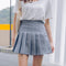 Img 13 - Pleated Women Student Korean All-Matching High Waist A Line Chequered Skirt