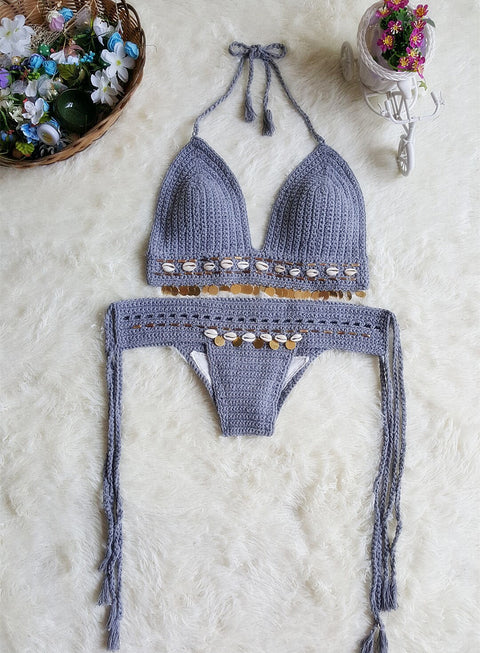 IMG 118 of Europe Vintage Swimsuit Bikini Seashell Summer Beach Women Two Piece Sets Swimwear