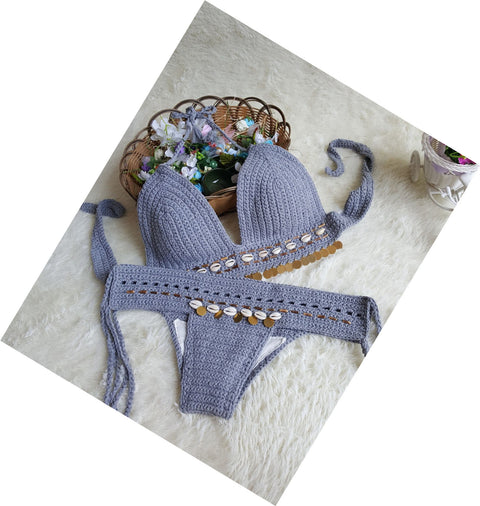 IMG 114 of Europe Vintage Swimsuit Bikini Seashell Summer Beach Women Two Piece Sets Swimwear