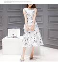 Img 3 - Europe Summer Women Korean Printed Mid-Length Sleeveless Slimming Slim-Look A-Line Dress