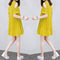 Img 3 - Women Korean Loose Plus Size Slim-Look Bare Shoulder Mid-Length A-Line Flare Solid Colored Minimalist Summer Dress