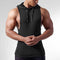 Men Fitness Hooded Sleeveless Sweatshirt Cotton Europe Size Solid Colored Tank Top