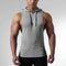 Men Fitness Hooded Sleeveless Sweatshirt Cotton Europe Size Solid Colored Tank Top